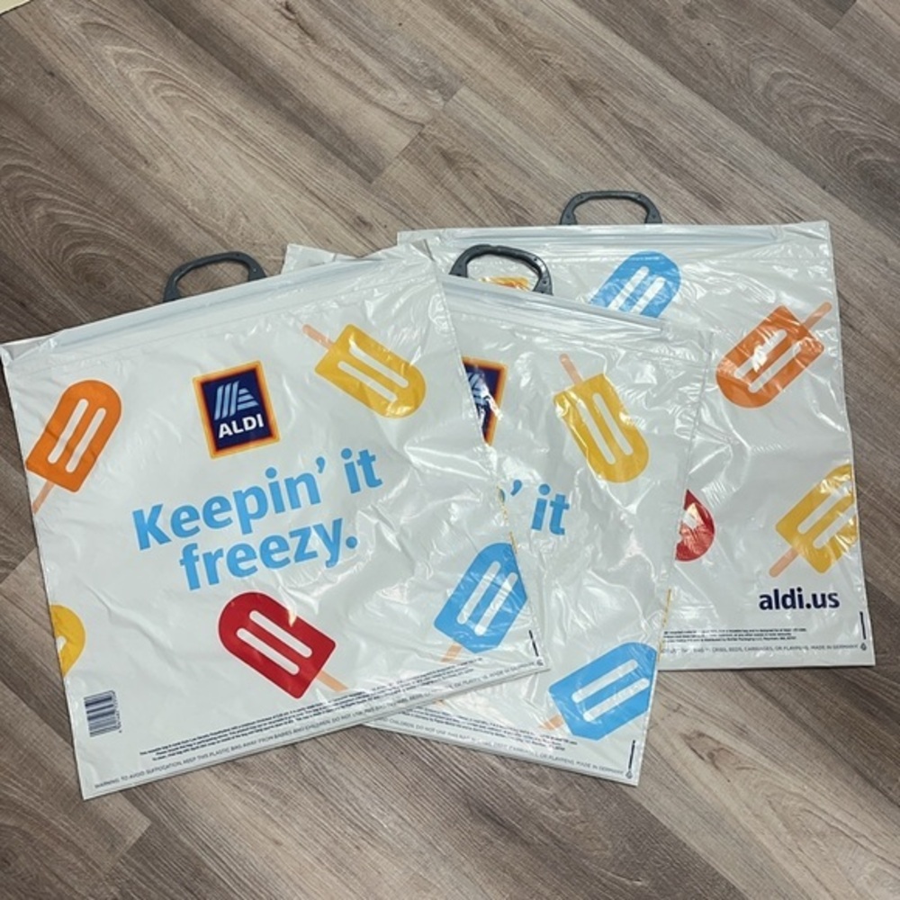 ALDI 2 Freezer Bags Snap Closure Recycled Eco-Friendly Grocery Extra Large 20x2